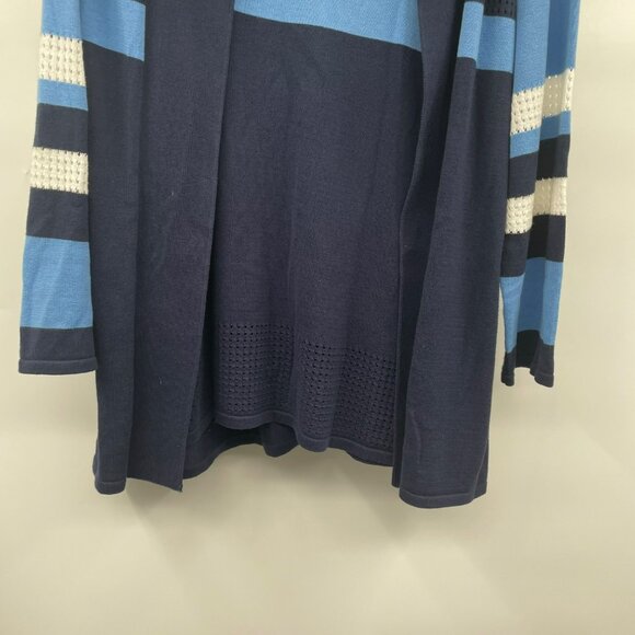 The TOG Shop Womens Striped Cardigan Set Lightweight Navy/Multi Size Large - Picture 3 of 8